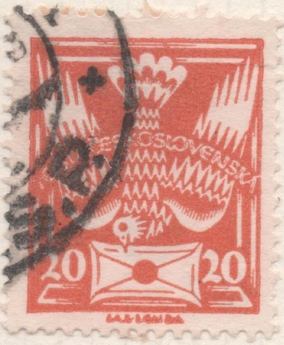 Sello E00071: hoja 9, Checoslovaquia: Sello Naranja dentado. Motivos diversos, 20 Haleru 