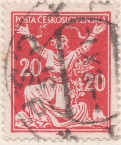 Sello E00070: hoja 9, Checoslovaquia: Sello Rojo dentado. Motivos diversos, 20 Haleru