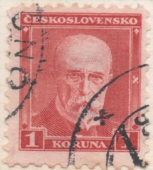 Sello E00132: hoja 12, Checoslovaquia: Sello Rojo dentado. T. G Masaryk, 1 Koruna 