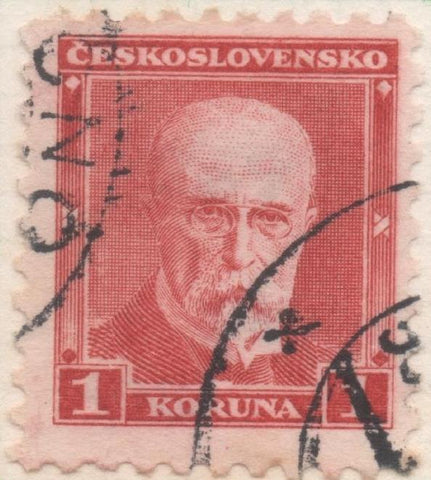Sello E00132: hoja 12, Checoslovaquia: Sello Rojo dentado. T. G Masaryk, 1 Koruna 