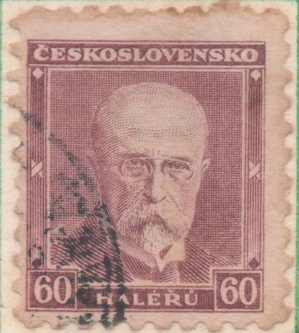 Sello E00131: hoja 12, Checoslovaquia: Sello Morado dentado. T.G. Marsaryk, 60 Haleru