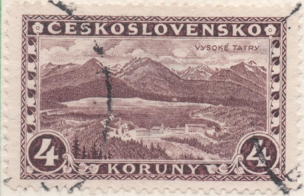 Sello E00124: hoja 12, Checoslovaquia: Sello Marron dentado. Montañas Tatra, 4 Koruny