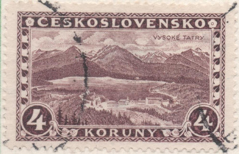Sello E00124: hoja 12, Checoslovaquia: Sello Marron dentado. Montañas Tatra, 4 Koruny