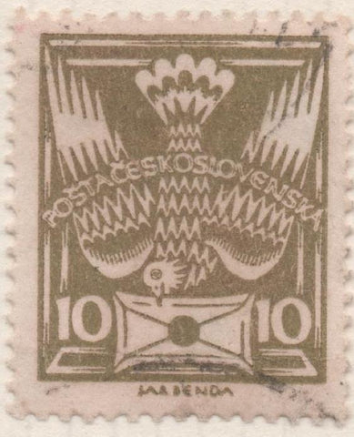 Sello E00068: hoja 9, Checoslovaquia: Sello Verde claro, dentado. Motivos diversos, 10 Haleru