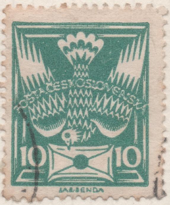 Sello E00067: hoja 9, Checoslovaquia: Sello Verde dentado. Motivos diversos, 10 Haleru