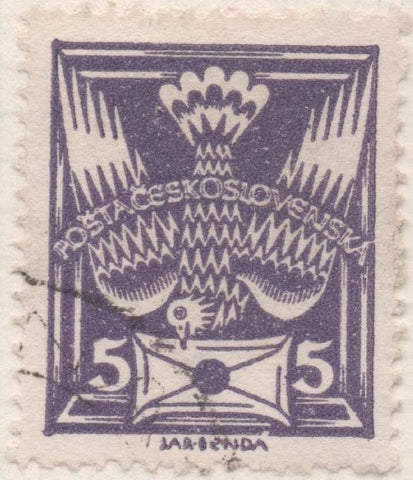 Sello E00066: hoja 9, Checoslovaquia: Sello Lila dentado. Motivos diversos, 5 Haleru