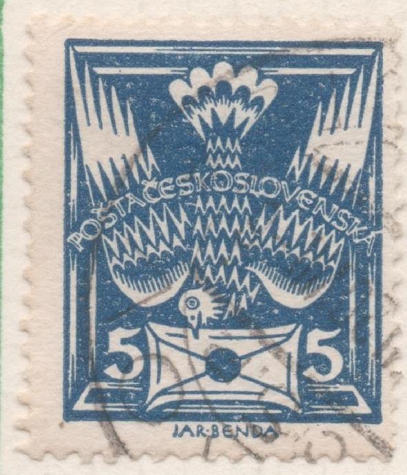 Sello E00065: hoja 9, Checoslovaquia: sello Azul perforado. Motivos diversos, 5 Haleru