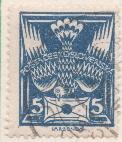 Sello E00065: hoja 9, Checoslovaquia: sello Azul perforado. Motivos diversos, 5 Haleru