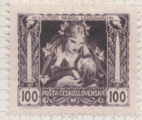 Sello E00056: hoja 4, Checoslovaquia: Sello Marron oscuro perforado. Aniversario de la Independencia, 100 Haleru