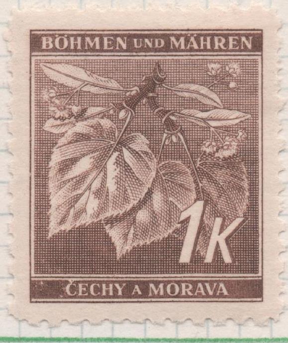 Sello E00233: hoja 21, Checoslovaquia: Sello Marron dentado. Hojas y paisajes., Böhmen und Mähren, 1 Koruna