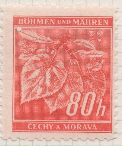 Sello E00232: hoja 21, Checoslovaquia: Sello Naranja dentado. Hojas y paisajes,Böhmen und Mähren, 80 Haleru