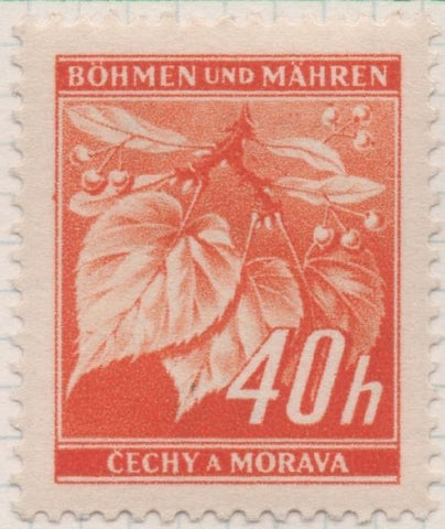 Sello E00229: hoja 21, Checoslovaquia: Sello Naranja dentado. Hojas y paisajes, Böhmen und Mähren, 40 Haleru