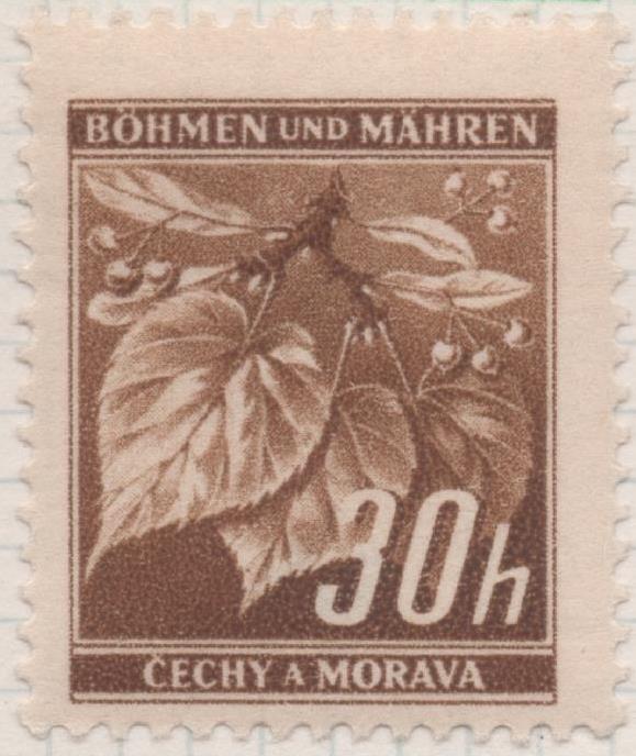 Sello E00228: hoja 21, Checoslovaquia: Sello Marron dentado. Hojas y Paisajes, Böhmen und Mähren, 30 Haleru