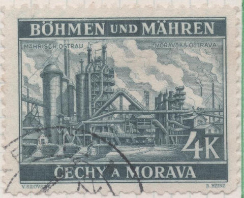 Sello E00226: hoja 20, Checoslovaquia: Sello Gris dentado. Böhmen und Mähren, 4 Koruny