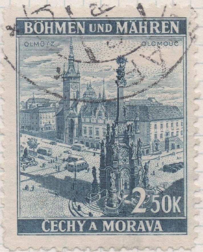 Sello E00225: hoja 20, Checoslovaquia: Sello Gris dentado. Böhmen und Mähren, 2,50 Koruny
