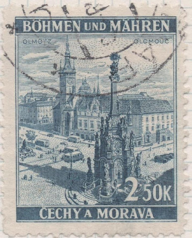 Sello E00225: hoja 20, Checoslovaquia: Sello Gris dentado. Böhmen und Mähren, 2,50 Koruny