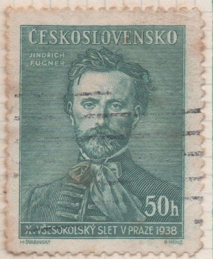 Sello E00215: hoja 18, Checoslovaquia: Sello Verde dentado. Aniv. Federación de Sokols, 50 Haleru