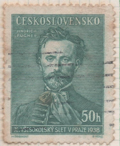 Sello E00215: hoja 18, Checoslovaquia: Sello Verde dentado. Aniv. Federación de Sokols, 50 Haleru
