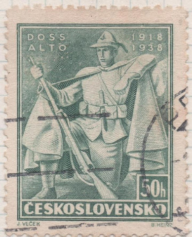 Sello E00214: hoja 18, Checoslovaquia: Sello Verde grisaceo dentado. Legión Checa en Francia e Italia, 50 Haleru