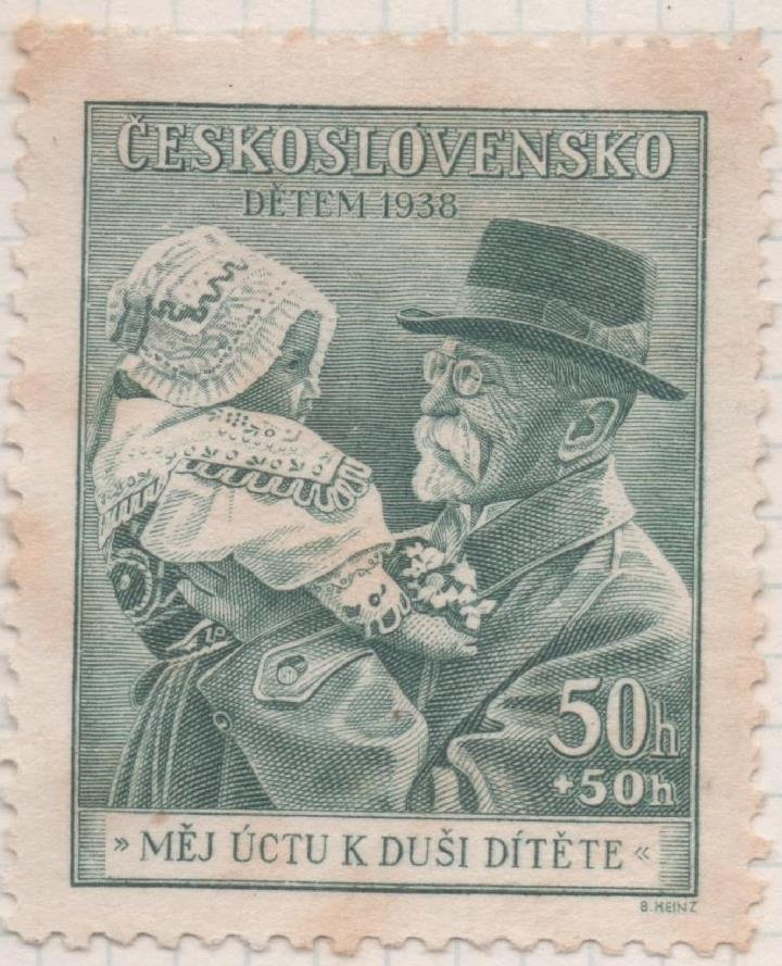 Sello E00210: hoja 18, Checoslovaquia: Sello Gris claro dentado. A la Infancia, 50 Haleru