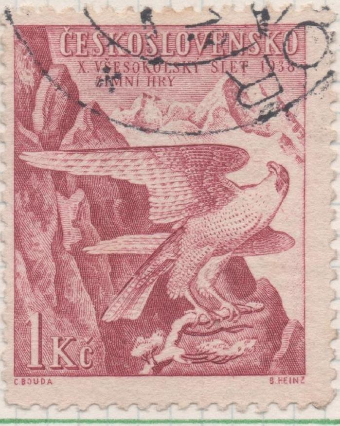 Sello E00209: hoja 17, Checoslovaquia: Sello Granate dentado. Juegos de Sokols, 1 Koruna