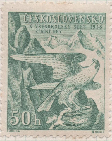 Sello E00208: hoja 17, Checoslovaquia: Sello Verde dentado. Juegos de Sokols, 50 Haleru