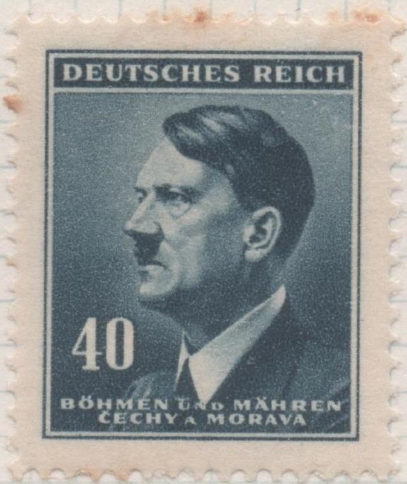 Sello E00266: hoja 23, Checoslovaquia: Sello Azul oscuro dentado. Busto de Hitler, 40
