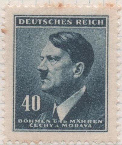 Sello E00266: hoja 23, Checoslovaquia: Sello Azul oscuro dentado. Busto de Hitler, 40