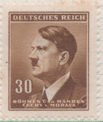 Sello E00265: hoja 23, Checoslovaquia: Sello Marron dentado. Busto de Hitler, 30
