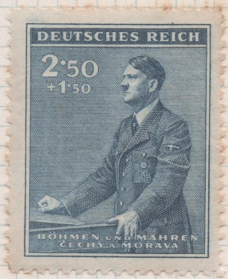 Sello E00263: hoja 22, Checoslovaquia: Sello Azul dentado. 52º Aniv. De Hitler, 2,50+150