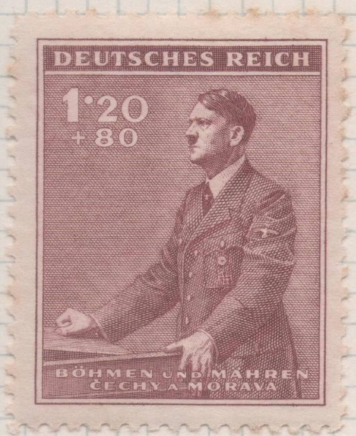 Sello E00262: hoja 22, Checoslovaquia: Sello Marron dentado. 52º Aniv. De Hitler, 1,20+80