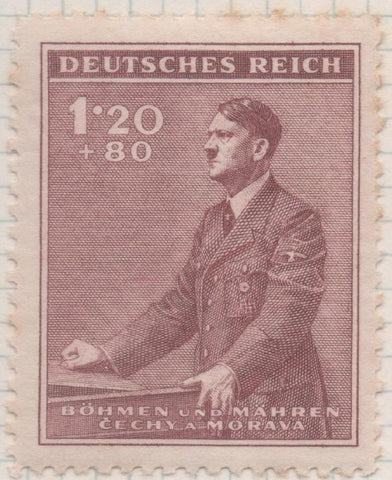 Sello E00262: hoja 22, Checoslovaquia: Sello Marron dentado. 52º Aniv. De Hitler, 1,20+80