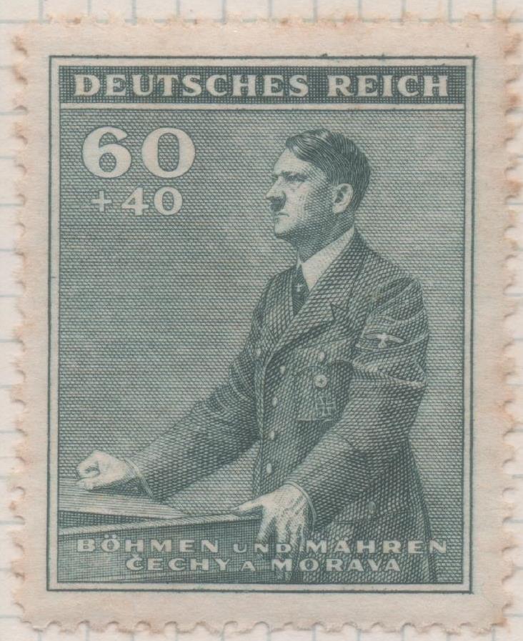 Sello E00261: hoja 22, Checoslovaquia: Sello Verde dentado. 52º Aniv. De Hitler, 60+40