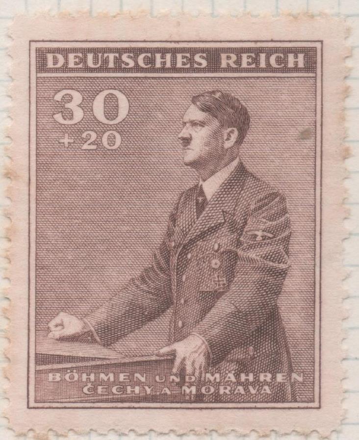 Sello E00260: hoja 22, Checoslovaquia: Sello Marron dentado. 53º Aniv.de Hitler, 30+20
