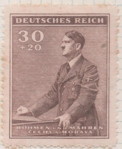 Sello E00260: hoja 22, Checoslovaquia: Sello Marron dentado. 53º Aniv.de Hitler, 30+20