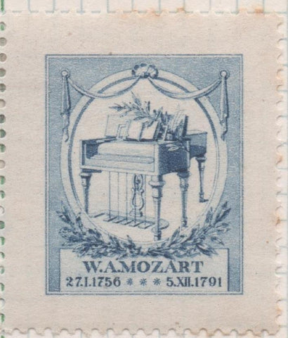 Sello E00259: hoja 22, Checoslovaquia: Sello Azul oscuro dentado. Aniv. Muerte de Mozart, 2,50 Koruny