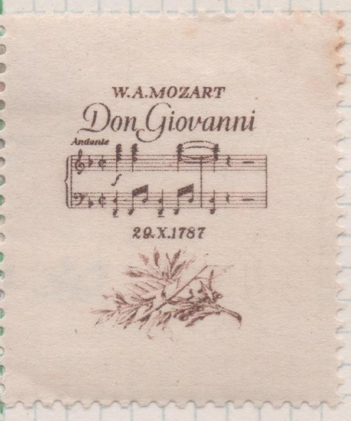 Sello E00253: hoja 22, Checoslovaquia: Sello Marron dentado, Aniv. Muerte de Mozart, Don Giovanni, 30Haleru+ 30h 