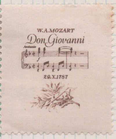 Sello E00253: hoja 22, Checoslovaquia: Sello Marron dentado, Aniv. Muerte de Mozart, Don Giovanni, 30Haleru+ 30h 