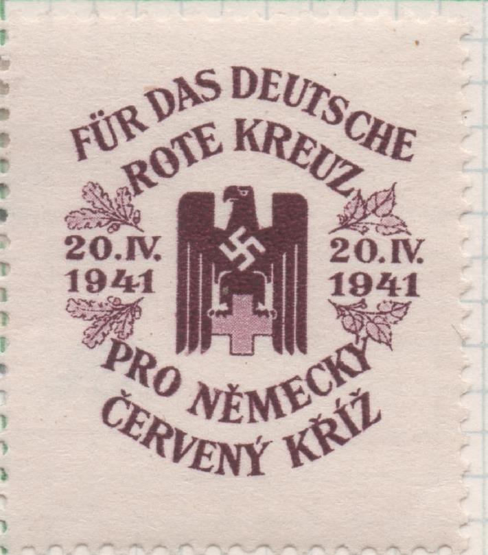 Sello E00251: hoja 21, Checoslovaquia: Sello Morado dentado. Cruz Roja Alemana, 1,20 koruna+ 80h