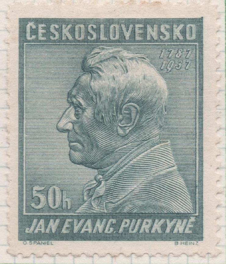 Sello E00202: hoja 17, Checoslovaquia: Sello Gris claro dentado. Aniv.de J. E. Purkyné, 50 Haleru