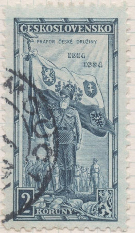 Sello E00162: hoja 14, Checoslovaquia: Sello Azul dentado. 20 Aniv. De la legión Checoslovaca, 2 Koruny