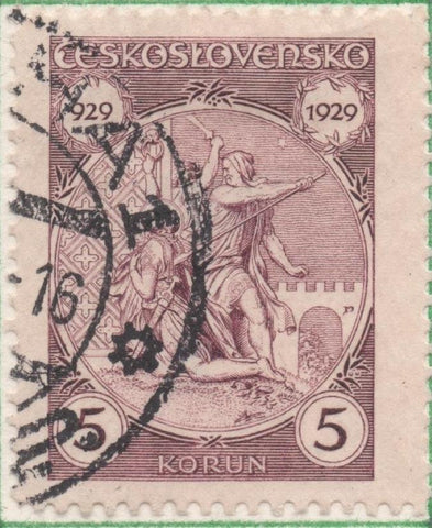 Sello E00143: hoja 13, Checoslovaquia: Sello Lila claro dentado. Milenario de San Venceslau, 5 Korun