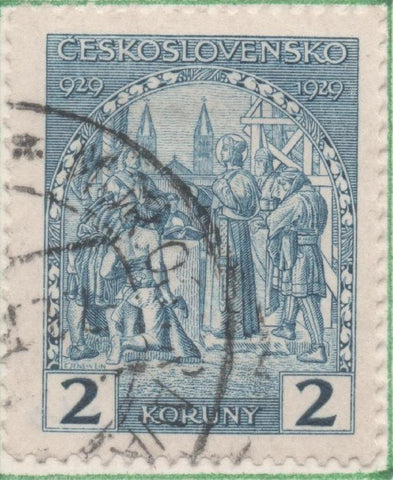Sello E00141: hoja 13, Checoslovaquia: Sello Azul claro dentado. Milenario de San Venceslau. 2 Koruny