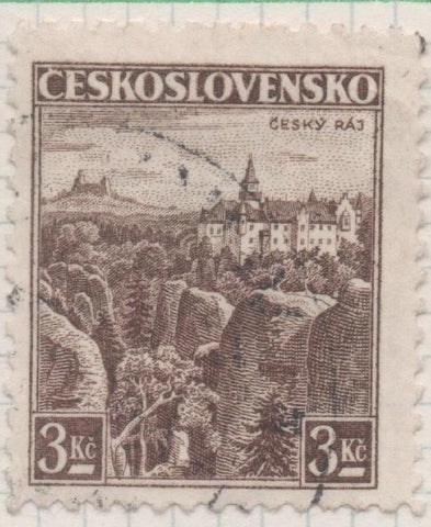 Sello E00188: hoja 16, Checoslovaquia: Sello Marron dentado. Ceský Ráj, 3 Koruny