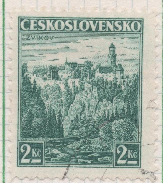 Sello E00186: hoja 16, Checoslovaquia: Sello Lila oscuro dentado. Zikov, 2 Koruny 