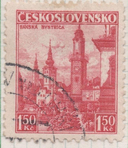 Sello E00184: hoja 16, Checoslovaquia: Sello Rojo dentado. Banskà Bystrica, 1,50 Koruny