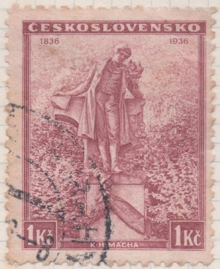 Sello E00179: hoja 15, Checoslovaquia: Sello Granate dentado. Aniv, poeta K. H. Macha, 1 Koruna
