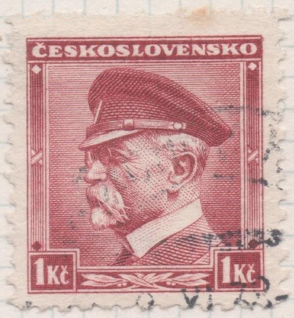 Sello E00177: hoja 15, Checoslovaquia: Sello Granate dentado. Masaryk, 1 Koruna