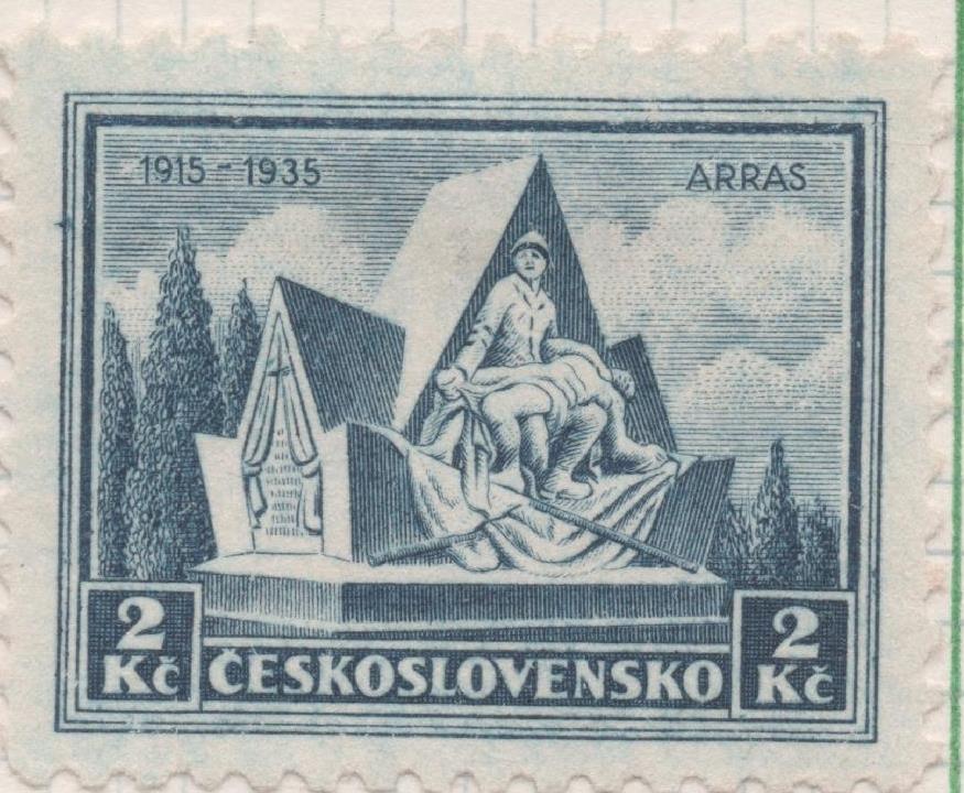 Sello E00176: hoja 15, Checoslovaquia: Sello Azul oscuro dentado. Aniv de l combate de la legión ante Arras, 2 Koruny