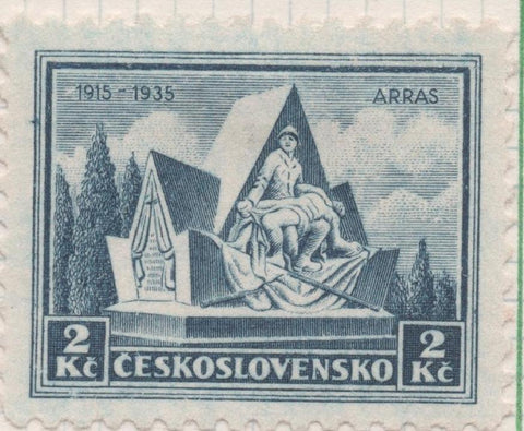 Sello E00176: hoja 15, Checoslovaquia: Sello Azul oscuro dentado. Aniv de l combate de la legión ante Arras, 2 Koruny
